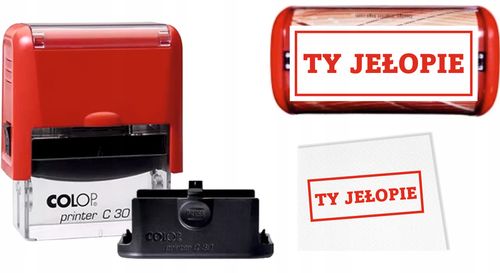 ŚMIESZNA PIECZĄTKA pieczątki 47x18 COLOP C30 automat TWÓJ NAPIS na Arena.pl