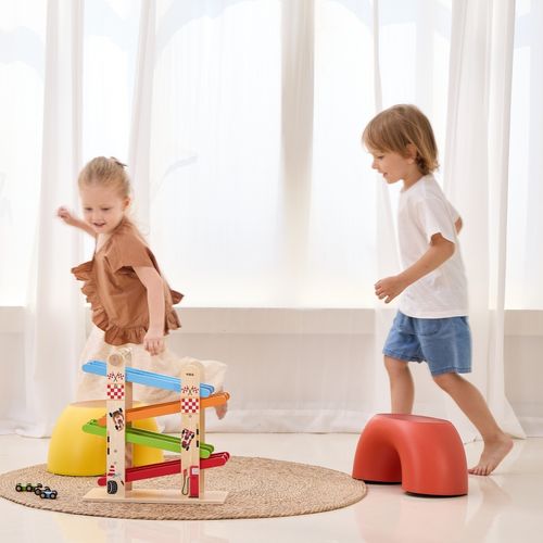 VIGA Drewniana Podwójna Zjeżdżalnia Dla Samochodzików Tor Wyścigowy na Arena.pl