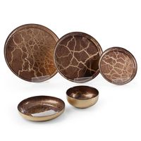 Piękna patera dekoracyjna ze szkła SUZI 33X2 brazowa + złota