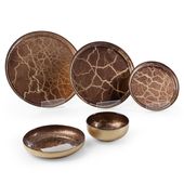 Piękna patera dekoracyjna ze szkła SUZI 33X2 brazowa + złota