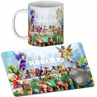 ZESTAW KUBEK + PODKŁADKA - ROBLOX GRA ONLINE - PREZENT WIELE WZORÓW + IMIĘ