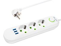 Przedłużacz sieciowy PS-320 3-Gniazda 3xUSB 2m biały 3x1mm