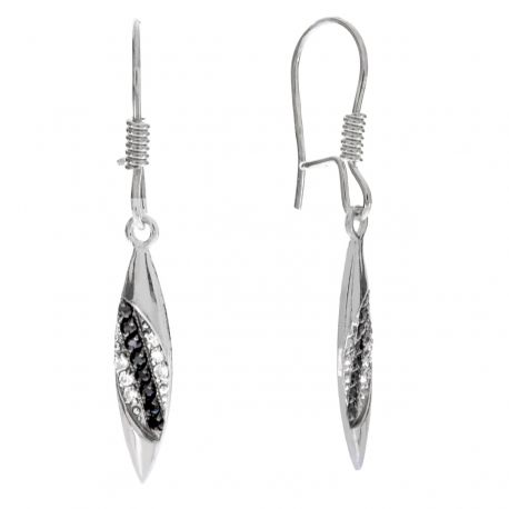 SREBRNY KOMPLET Z CZARNYMI I BIAŁYMI CYRKONIAMI PRÓBA SREBRA 925 SOPELKI zdjęcie 3