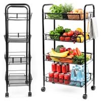 Regał kuchenny mobilny metalowy stolik na kółkach 4 półki wąski organizer