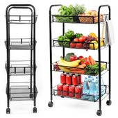 Regał kuchenny mobilny metalowy stolik na kółkach 4 półki wąski organizer