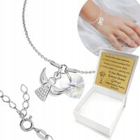 Bransoletka dla Dziewczynki Anioł Aniołek Serce KOMUNIA GRAWER SREBRO 925