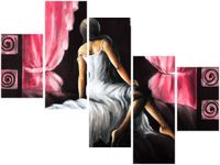 100 75CM OBRAZ 5 ELEM PIĘKNA DZIEWCZYNA CZERWIENI ŚCIENNY