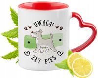 Pies Pieski Kubek Czerwony Z Uszkiem W Kształcie Serca Na Prezent