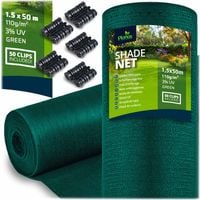 Siatka cieniująca 1,5x50m 110 g/m2 + 50 zacisków zielona