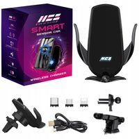 UCHWYT SAMOCHODOWY ŁADOWARKA INDUKCYJNA BATERIA Z 3 KOŃCÓWKAMI DLA URZĄDZEŃ