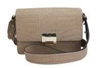 Modna torebka skórzana - CROCO - Beżowa