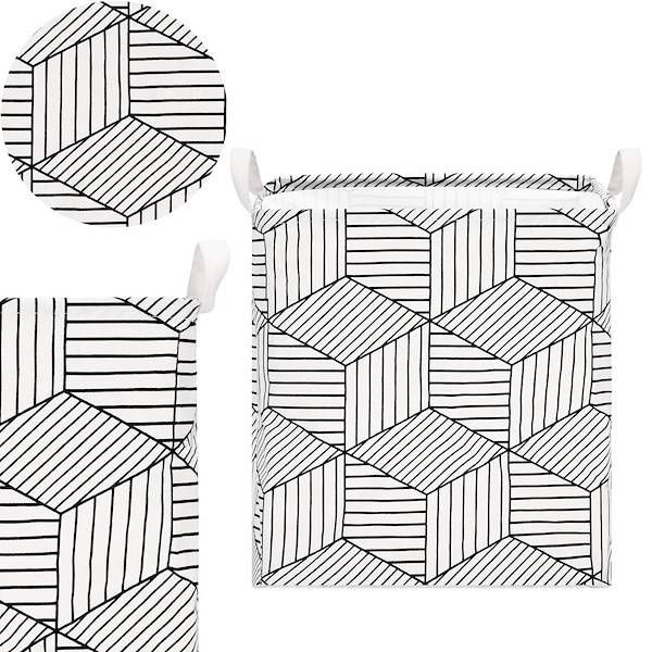 Kosz do przechowywania zabawek i ubrań pojemnik z uszami biało-czarny zdjęcie 1