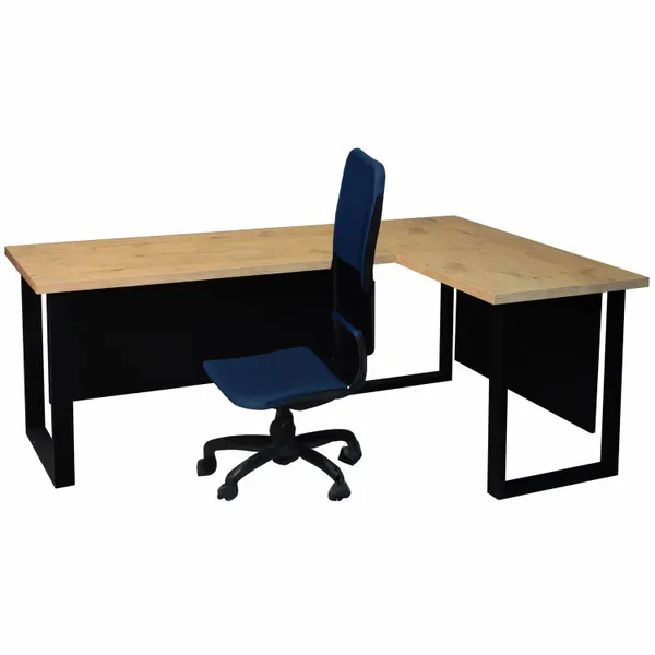 BIURKO NAROŻNE LOFTOWE Z BLENDAMI DUŻE STABILNE GRUBY BLAT KOLORY zdjęcie 1