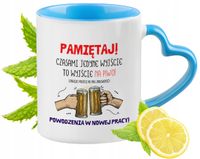 Pożegnanie Z Pracy Kubek Błękitny Z Uszkiem W Kształcie Serca Na Prezent