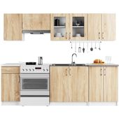 ZESTAW KUCHENNY Z WITRYNĄ LIMA 2.4M BIAŁY / DĄB SONOMA