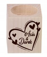 ŚWIECZNIK drewniany GRAWER podziękowania dla gości NA WESELE ŚLUB + imiona