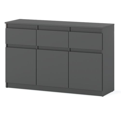 Komoda Szara Mat Do Salonu Z 3 Szufladami Oleksa 120cm Pojemna Szafka Rtv na Arena.pl