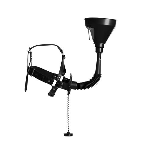 open mouth gag head harness with funnel   black na Arena.pl