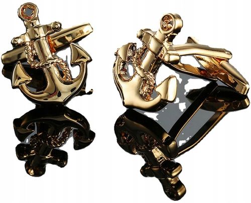 Spinki do mankietów wzór KOTWICA ZŁOTA na Arena.pl