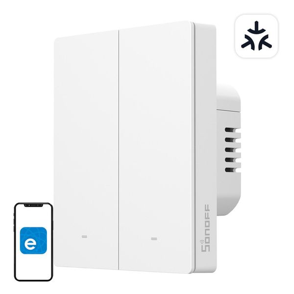 Przełącznik Ścienny WiFi SONOFF M5-2C Matter 2-kanałowy DO Ramki zdjęcie 1