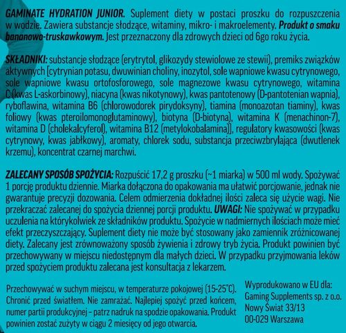 Gaminate Hydration JUNIOR Banan-Truskawka Izotonik w proszku BEZ CUKRU na Arena.pl