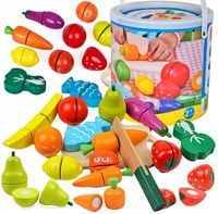 Drewniane Warzywa Owoce do Krojenia Zestaw na Rzep Montessori Klocki Puzzle
