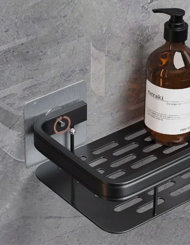 ZESTAW 2 SZT PÓŁKA ŁAZIENKOWA WISZĄCA METALOWA SAMOPRZYLEPNA CZARNA LOFT na Arena.pl