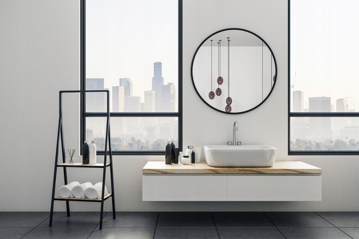 LUSTRO OKRĄGŁE CZARNE LOFT 80 CM zdjęcie 4