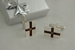 Srebrne spinki do mankietów z bursztynem + grawer zdjęcie 2