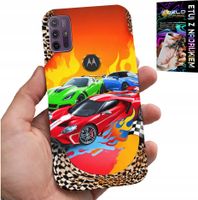 ETUI DO MOTOROLA MOTO G10 / G30 - DLA DZIECI, SAMOCHODY WYŚCIGOWE + SZKŁO
