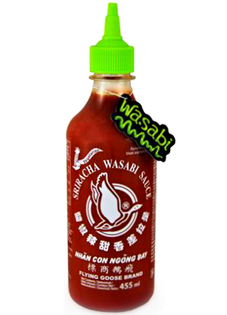 Sos chili Sriracha z wasabi, bardzo ostry 455ml - Flying Goose