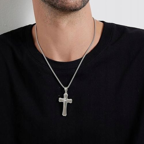 Srebrny ŁAŃCUSZEK z Krzyżykiem Męski WŁOSKI Krzyż ŁAŃCUCH Diamentowany na Arena.pl