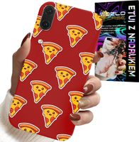 ETUI DO HUAWEI P20 - WZÓR Z WESOŁĄ PIZZĄ NA CZERWONYM TLE