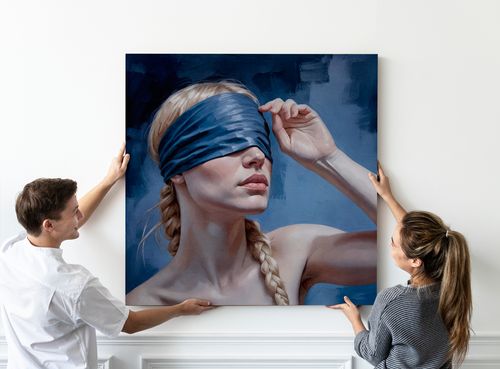 Obraz na płótnie abstrakcja kobieta warkocz 100x100 cm na Arena.pl