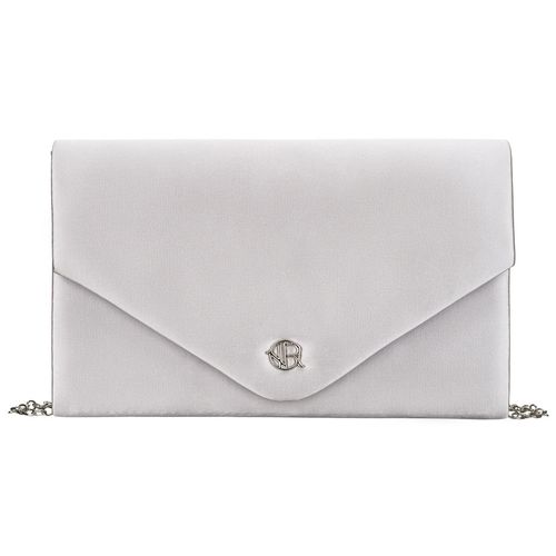 srebrna, mała kopertówka damska wykonana z tkaniny syntetycznej - rovicky na Arena.pl