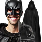 Strój Batman Batmana dla Dorosłego Czarna Peleryna + Czarna Maska
