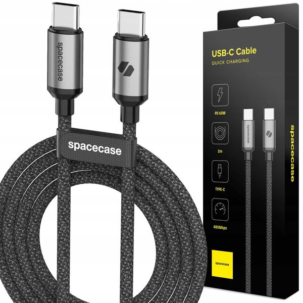 Spacecase Usb-C To Usb-C Cable 2M 60W Cl02 zdjęcie 1