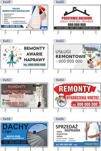 BANER REKLAMOWY na siatce mesh 200x100cm gotowy projekt REMONTY WYKOŃCZENIA na Arena.pl