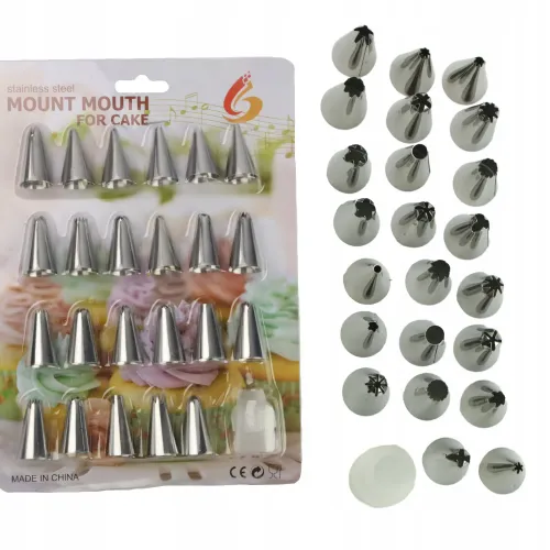 KOMPLET 20 KOŃCÓWEK DO DEKORACJI TORTÓW ZESTAW CUKIERNICZY RÓŻNE WZORY na Arena.pl