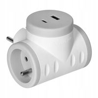 Rozgałęźnik Rozdzielacz Elektryczny 2 Gniazda USB-C USB-A szybkie ładowanie