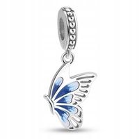 Zawieszka SREBRO 925 Charms Koralik Niebieski Motylek