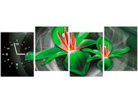 45CM 120CM ZEGAR 4 ELEM ZIELONE KOSMICZNE KWIATY JAKUB BANAŚ ŚCIENNY