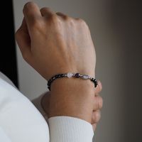 Bransoletka mix - Turmalin, ametyst, kwarc różowy, labradoryt i srebro