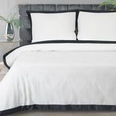 Pościel satynowa LAURA 200x220 Eurofirany biała czarna kanta