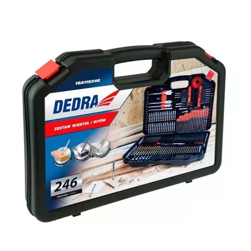 ZESTAW WIERTEŁ, KOŃCÓWEK WKRĘTAKOWYCH, BITÓW DEDRA 18A11S246 246SZT. DO DREWNA, METALU, BETONU, OTWORNICE DO DREWNA, NAWIERTAK, PORĘCZNA WALIZKA na Arena.pl