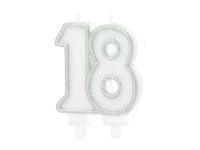 Świeczka urodzinowa cyfra „18”, srebrna