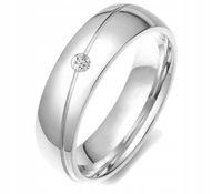 PIERŚCIONEK OBRĄCZKA SREBRNA STAL Z KRYSZTAŁEM 22