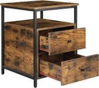 Szafka nocna loft 45x45x60 cm rustykalny brąz 2 szuflady stalowa rama