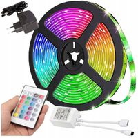TAŚMA LED RGB 5M + PILOT ZASILACZ WODOODPORNA IP67