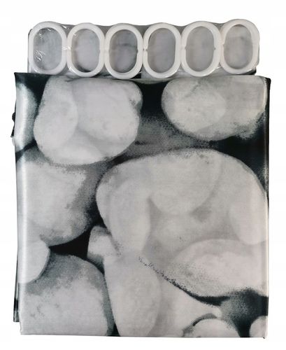 ZASŁONA ZASŁONKA PRYSZNICOWA MATERIAŁOWA WIESZAKAMI KÓŁKAMI KABINY 180x180 na Arena.pl